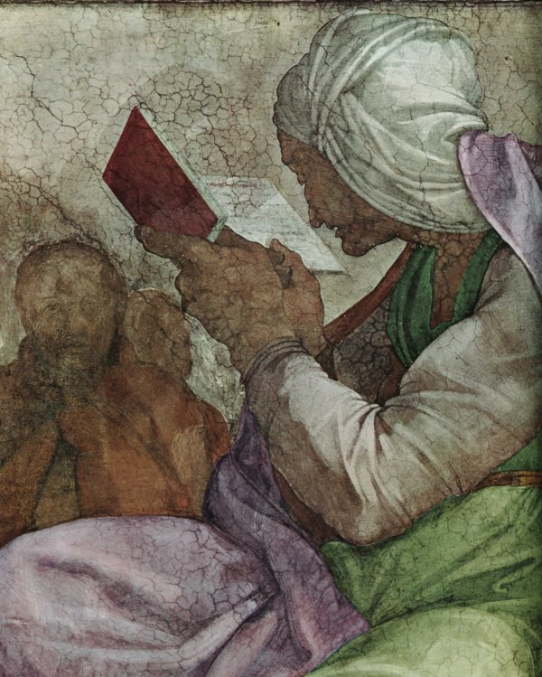 Michelangelo 1511 Voute de la Chapelle Sixtine  la sibylle de Perse Detail.JPG